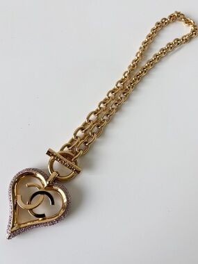 Chanel Crystal Heart Pendant Necklace